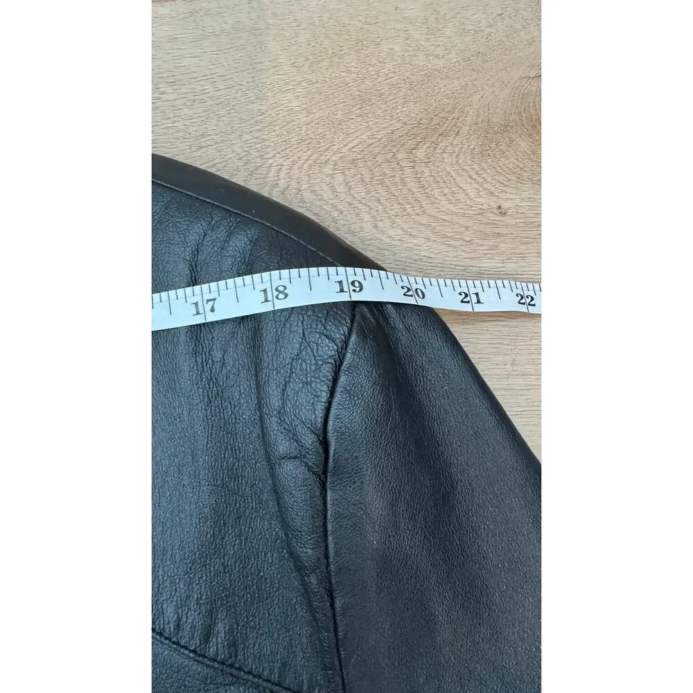 Vintage Men's Leather Black Leather Bomber Jacket Size Small